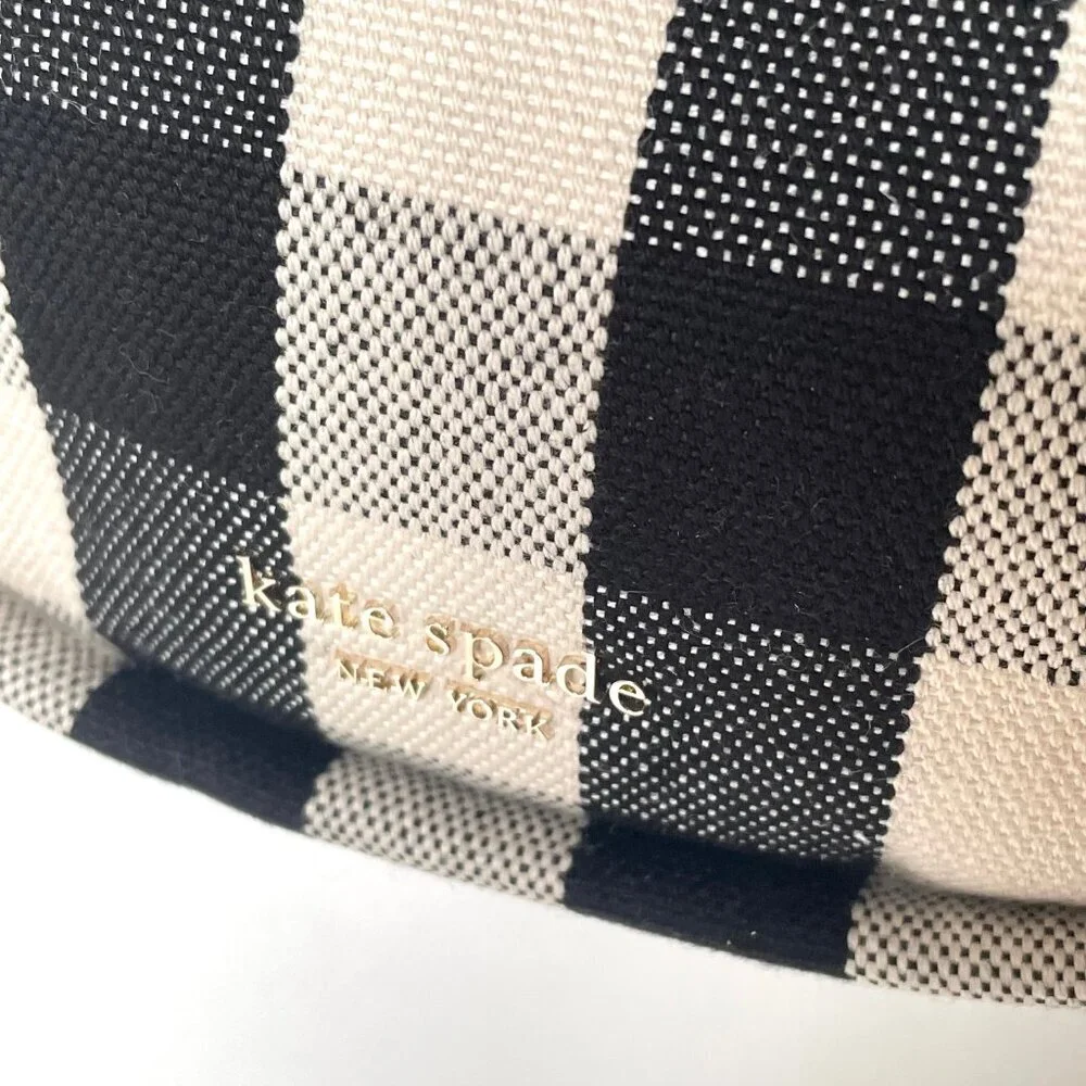 Kate Spade Smile Small Gingham Shoulder Bag Black Check Leather Trim